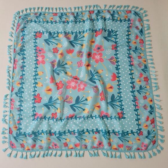 Live Simply Multi Color Floral Polyester Tassel Fringe Scarf - Picture 5 of 10